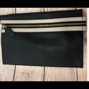 NEW Big Buddha Black Zippered Large Clutch Handbag